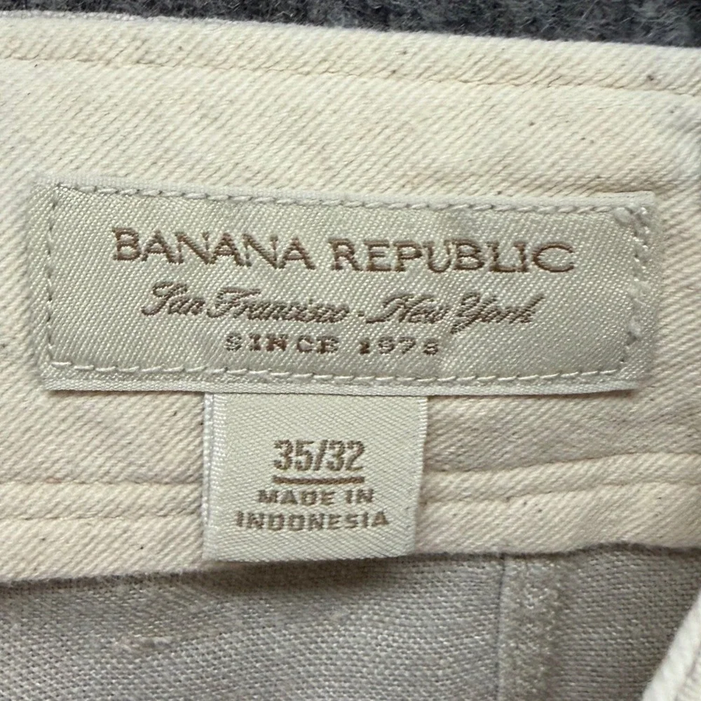Banana Republic Linen Pants Mens 35/32 Beige Straight Leg Coastal Smart Casual